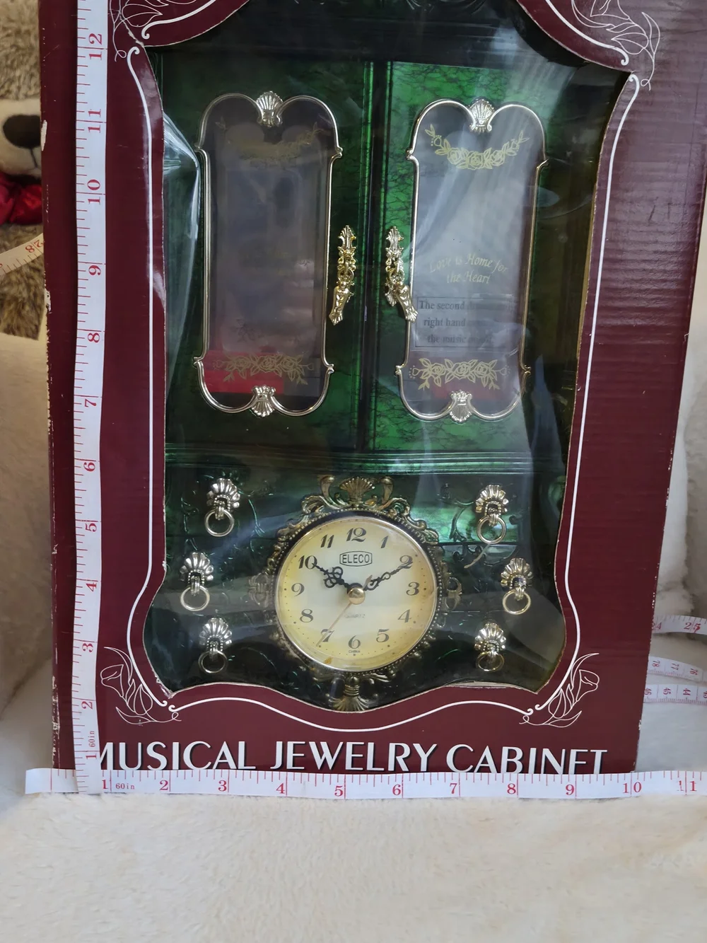 Vintage-Style Green Malachite Wall Jewelry Cabinet Clock by